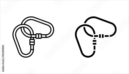 Carabiner icon set. Safety hook or carabiner hook. vector illustration on white background