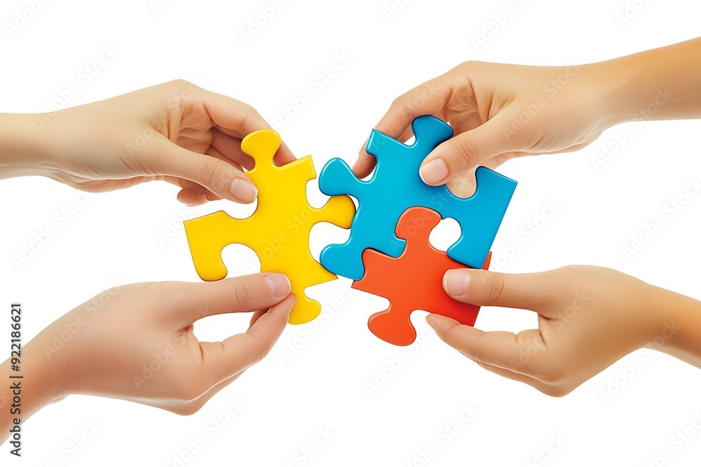 Hands and puzzle isolated on white background Hands and puzzle isolated on white background