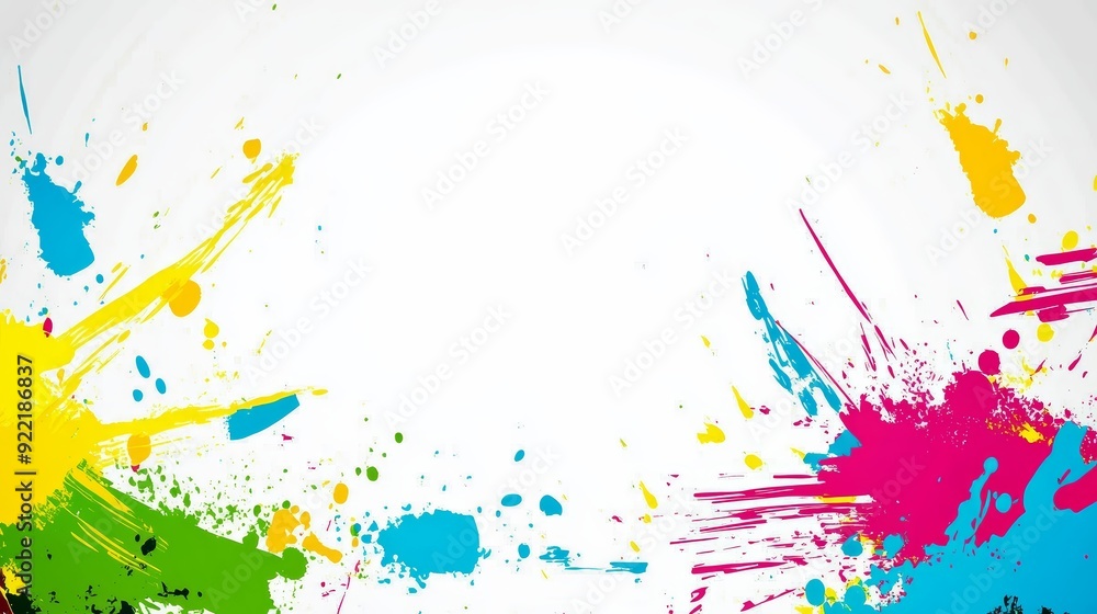Vibrant Brush Strokes and Color Splashes on White Background Vibrant Brush Strokes and Color Splashes on White Background