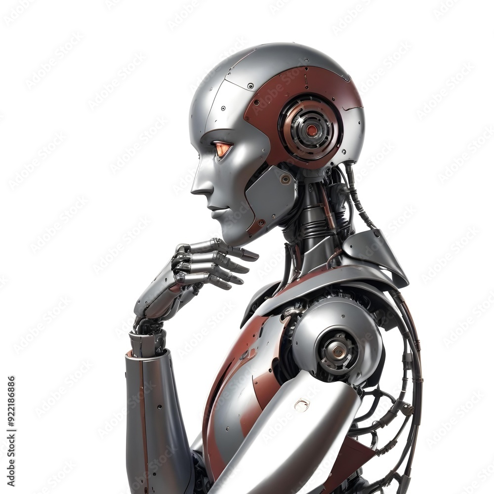 Thinking robot, artificial intelligence in the form of a cyborg that thinks, ai technology concept Thinking robot, artificial intelligence in the form of a cyborg that thinks, ai technology concept