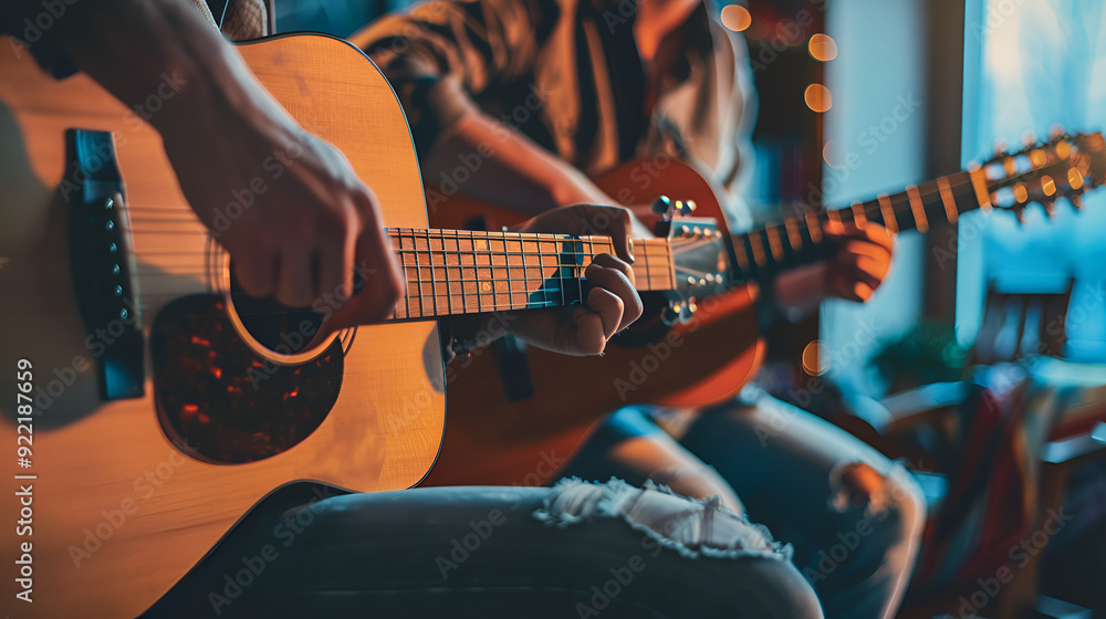 Naklejka premium Friends playing guitar