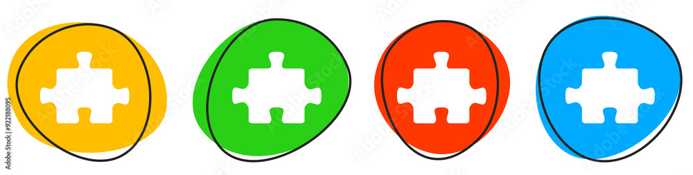 4 bunte Icons: Puzzle - Button Banner 4 bunte Icons: Puzzle - Button Banner