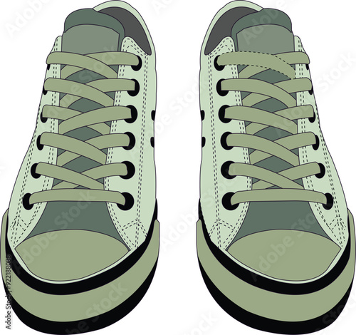 Sneakers shoes vector, Sneakers in flat style, Isolated sneakers shoes fashion, Sneakers drawing flat