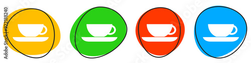 4 bunte Icons: Teeteasse - Button Banner