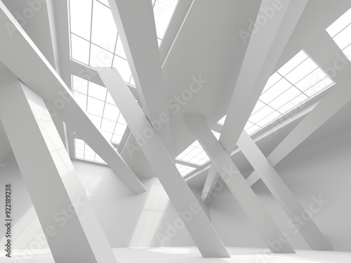 Abstract light corridor interior. Futuristic architecture background