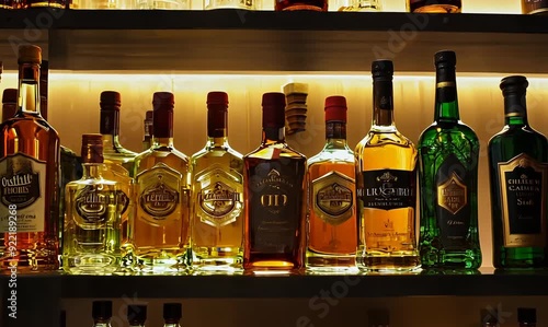 Tight Framing of a Colorful Liquor Store Shelf