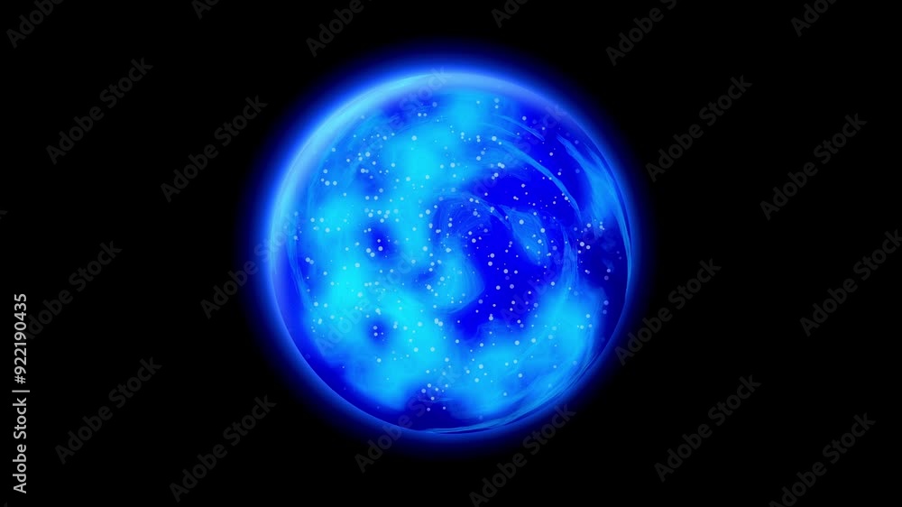 Blue glowing magical sphere with floating and moving particles inside Blue glowing magical sphere with floating and moving particles inside