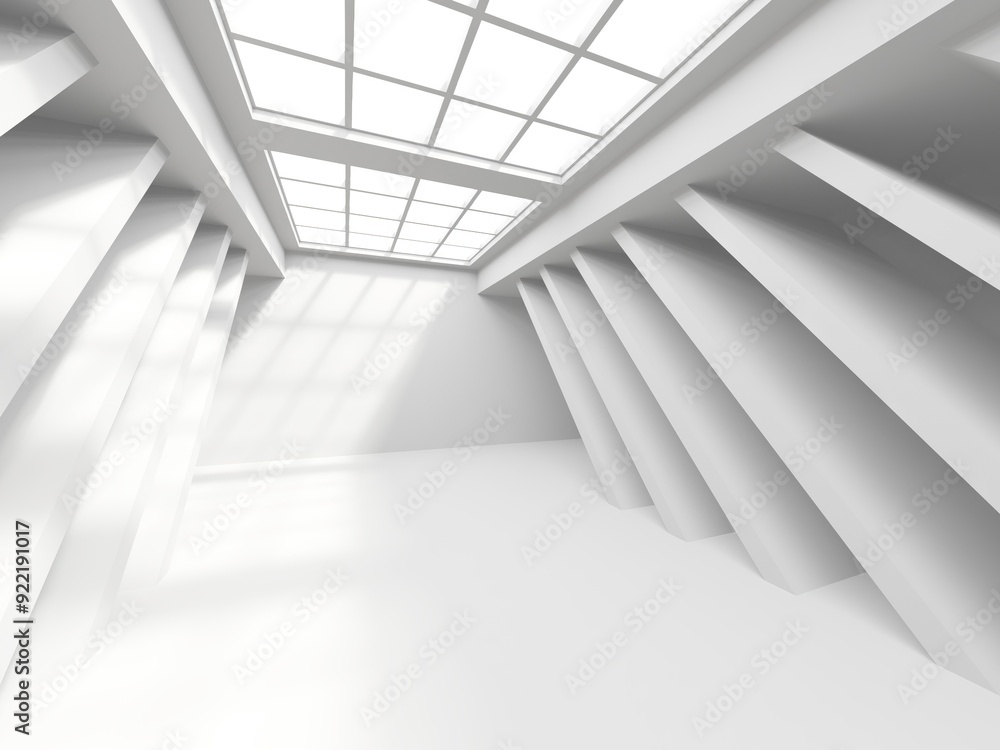 Obraz premium White elegant empty space. White wall room background. Abstract interior