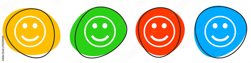 4 bunte Icons: Top Zufriedenheit - Button Banner 4 bunte Icons: Top Zufriedenheit - Button Banner