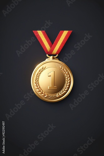 Golden medal icon isolated on a clean dark background