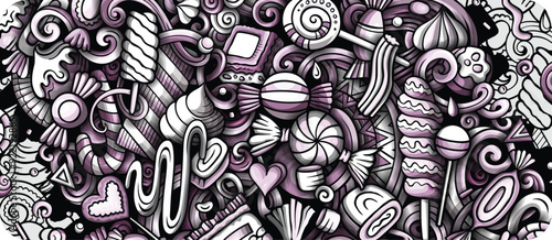 Cartoon vector doodle Candies banner design