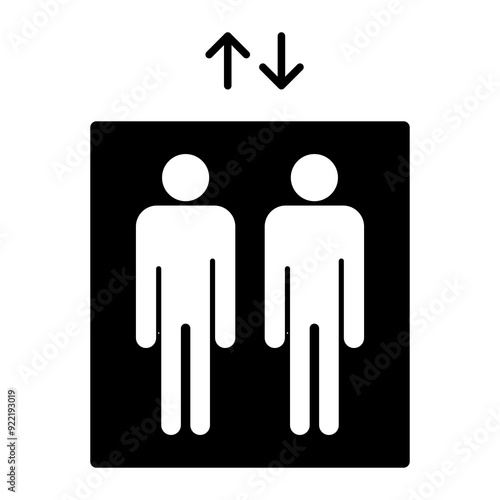 Elevator sign vector, Vector graphic simple flat black illustration for web and app on white background..eps
