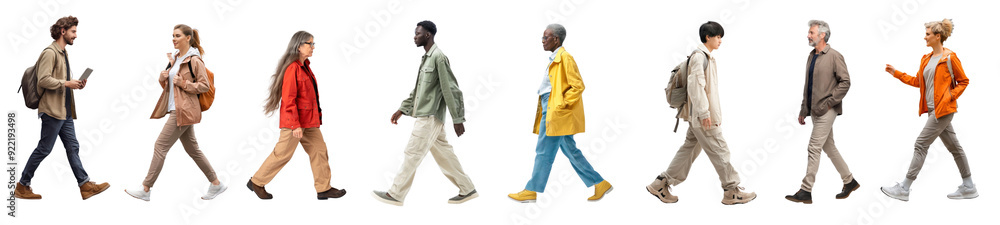 Diverse people walking png cut out element set Diverse people walking png cut out element set