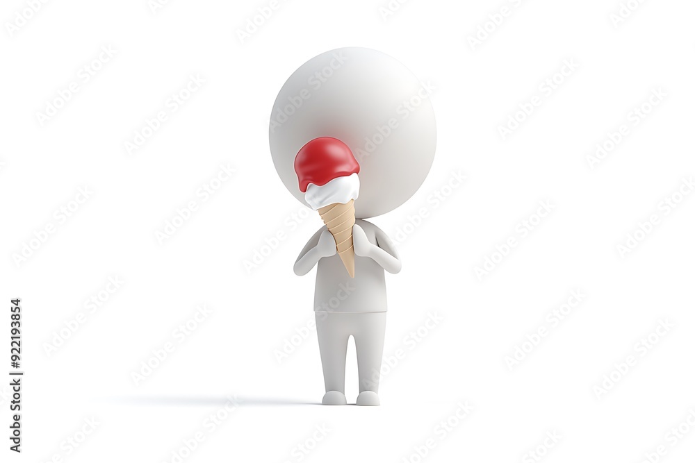 3d white people with an ice cream, isolated white background, 3d image 3d white people with an ice cream, isolated white background, 3d image