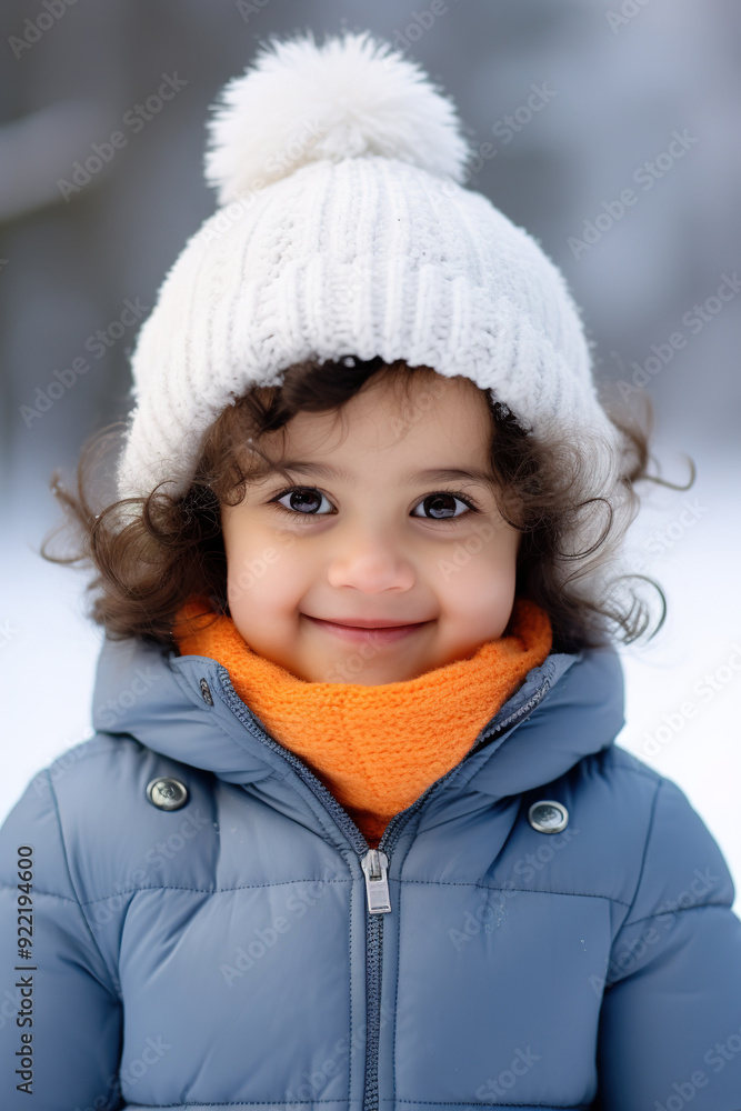 Adorable Latin American toddler girl in outdoors on a cold winter day. Vertical shot Adorable Latin American toddler girl in outdoors on a cold winter day. Vertical shot