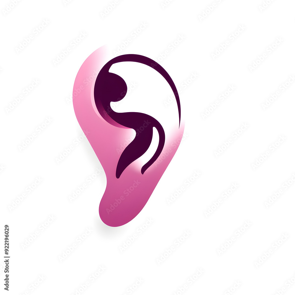 Human ear icon logo on white background. Generative AI Human ear icon logo on white background. Generative AI