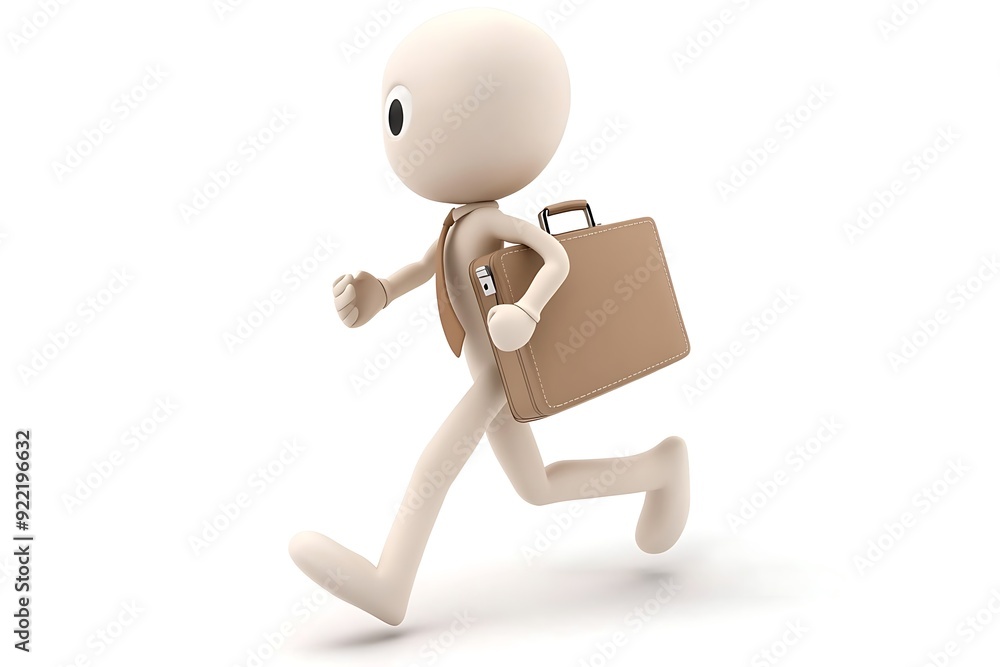 3d small people - businessman running 3d small people - businessman running