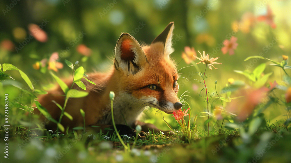 Obraz premium red fox in the grass