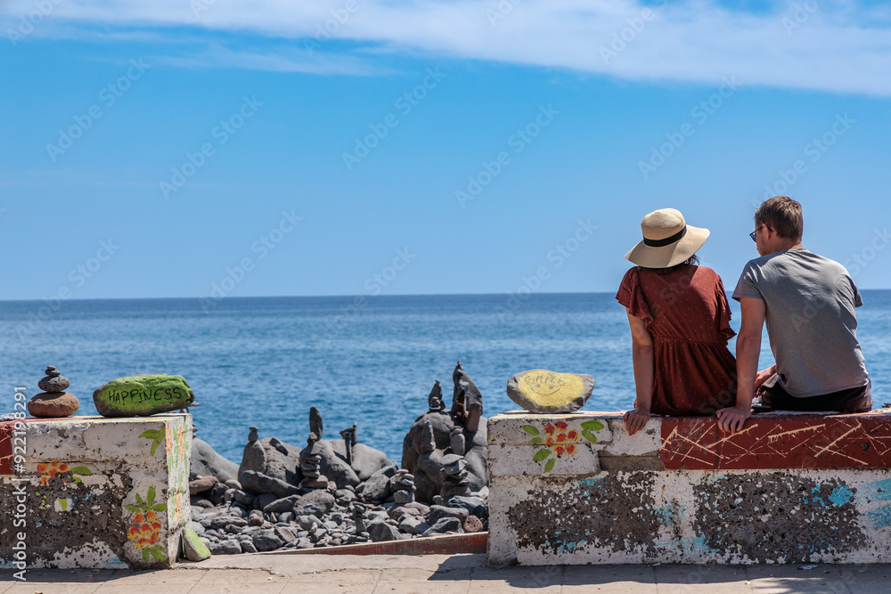 Promenade and beach at Ponta Do Sol - Madalena do Mar on the island of Madeira