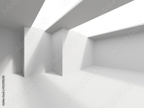 Abstract light corridor interior. Futuristic architecture background