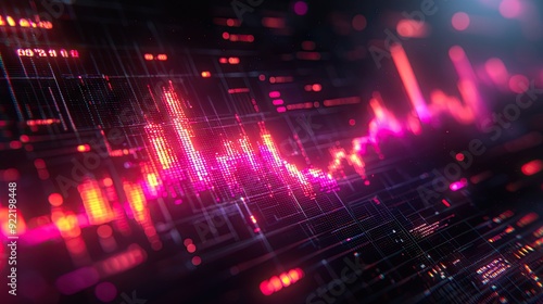 Wallpaper Mural Abstract blue purple neon growing financial graph chart background Torontodigital.ca