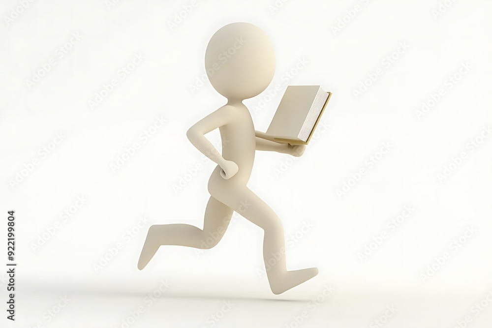 3d people running with a folder. 3d image. Isolated white background. 3d people running with a folder. 3d image. Isolated white background.