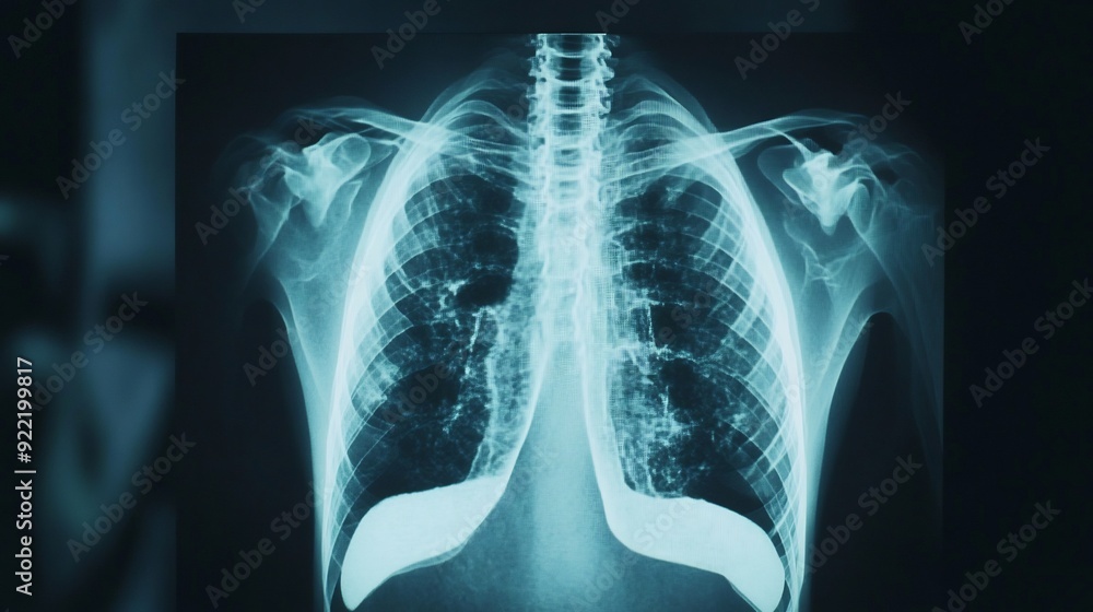 X-ray Image of Human Chest Showing Lungs and Ribs X-ray Image of Human Chest Showing Lungs and Ribs