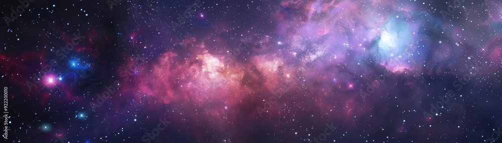 A stunning view of a vibrant galaxy filled with colorful nebulae and sparkling stars, showcasing the beauty of the universe. A stunning view of a vibrant galaxy filled with colorful nebulae and sparkling stars, showcasing the beauty of the universe.
