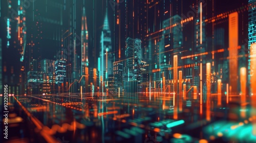 Wallpaper Mural Futuristic Cityscape with Glowing Lights Torontodigital.ca