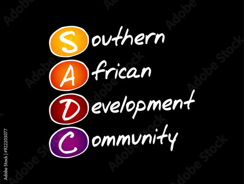 SADC Southern African Development Community - goal is to further regional socio-economic cooperation and integration as well as political and security cooperation, acronym text concept background