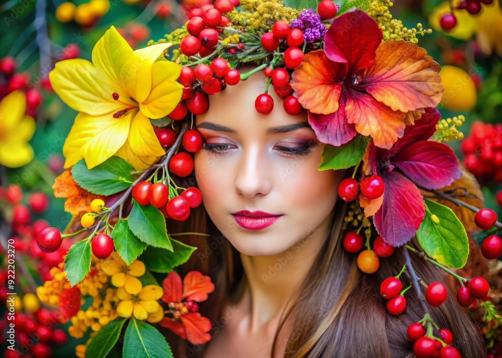 Whimsical Boho Elegance Colorful Barberry with Hibiscus Flower Whimsical Boho Elegance Colorful Barberry with Hibiscus Flower