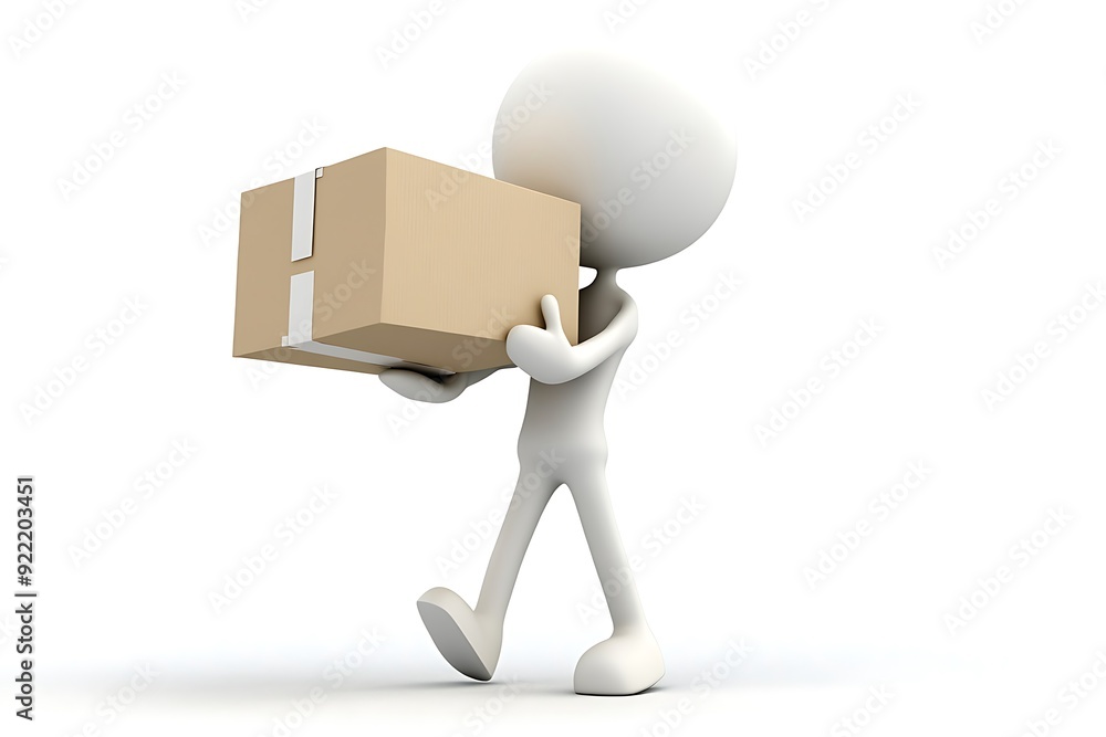 Carton. Small unrecognizable people on 3D high quality render. Image isolated on white background. Carton. Small unrecognizable people on 3D high quality render. Image isolated on white background.
