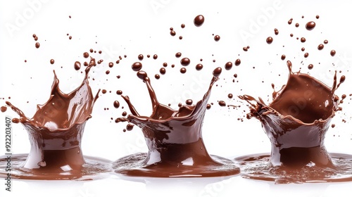 Captivating Liquid Chocolate Splashes Against a White Background