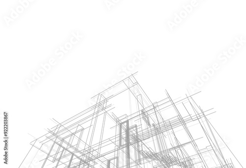 Modern house sketch vector 3d rendering