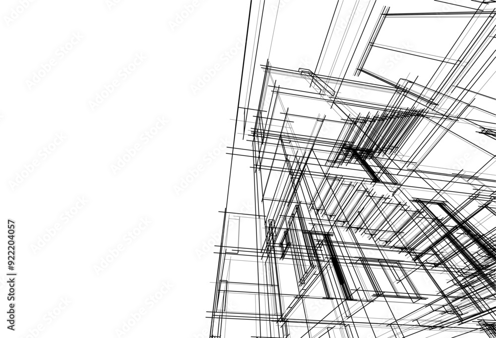 Modern house sketch vector 3d rendering Modern house sketch vector 3d rendering