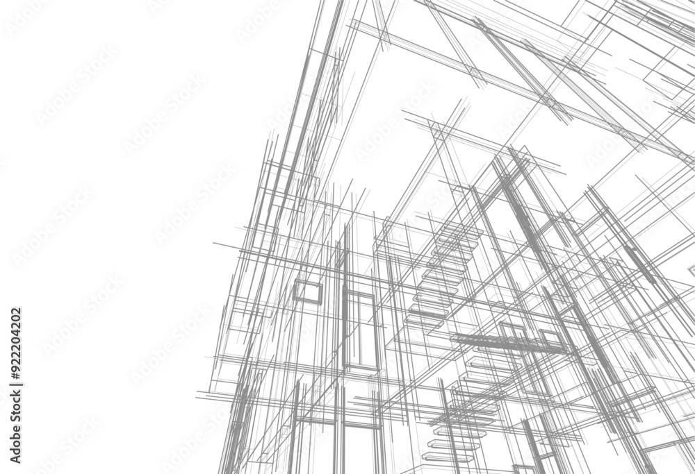 Fototapeta premium Modern house sketch vector 3d rendering