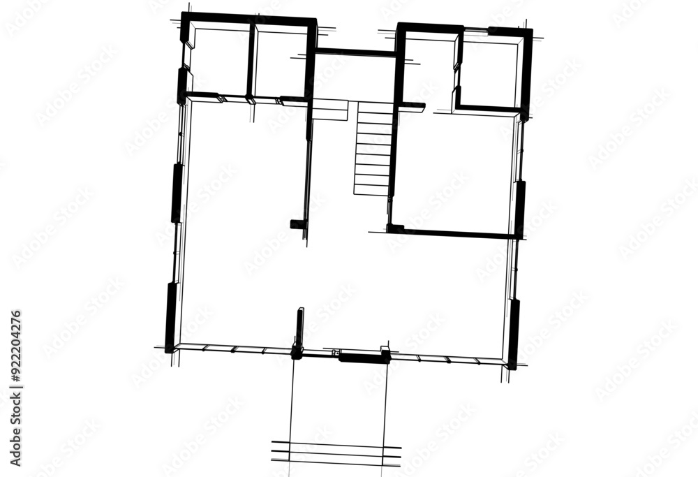 Modern house sketch vector 3d rendering Modern house sketch vector 3d rendering