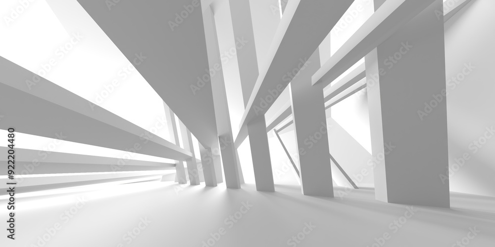 Fototapeta premium Abstract white room with light. Simple design. Architecture interior