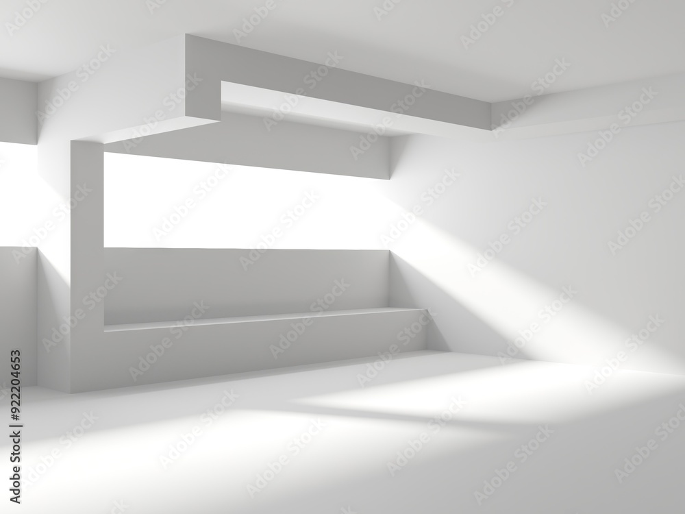 White futuristic empty room interior space. Architecture design White futuristic empty room interior space. Architecture design