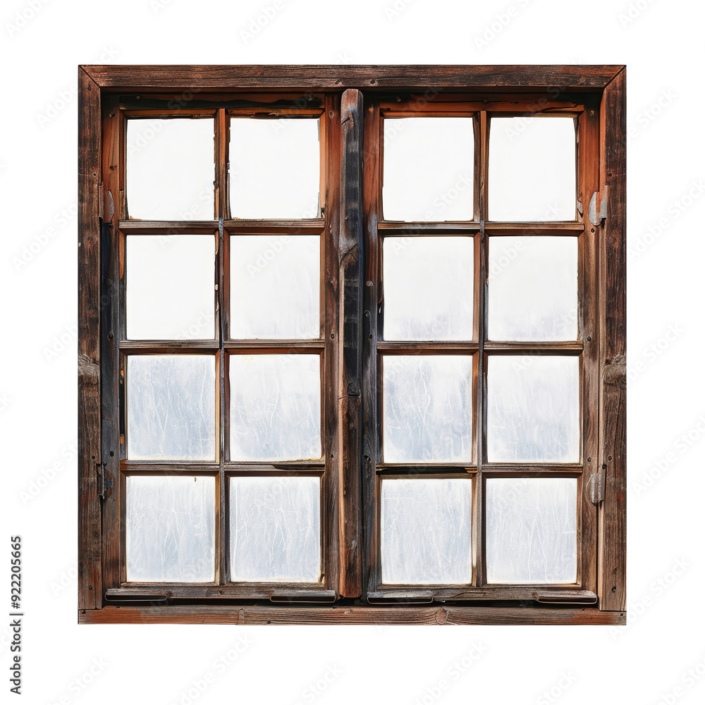 Rustic Reclaimed Wood Frame Window Featuring Frosted Glass Isolated. Rustic Reclaimed Wood Frame Window Featuring Frosted Glass Isolated.