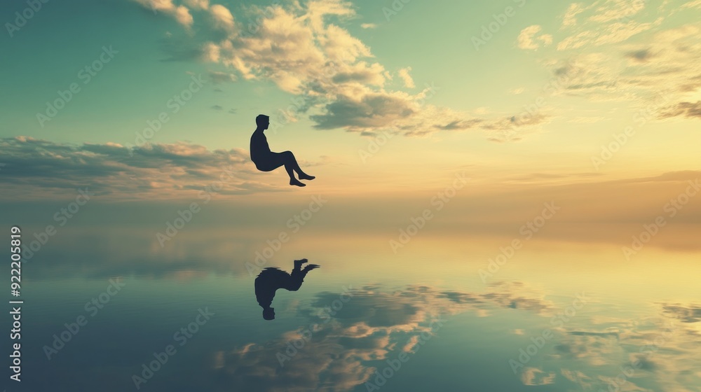 Silhouette of a Man Sitting in the Sky Silhouette of a Man Sitting in the Sky