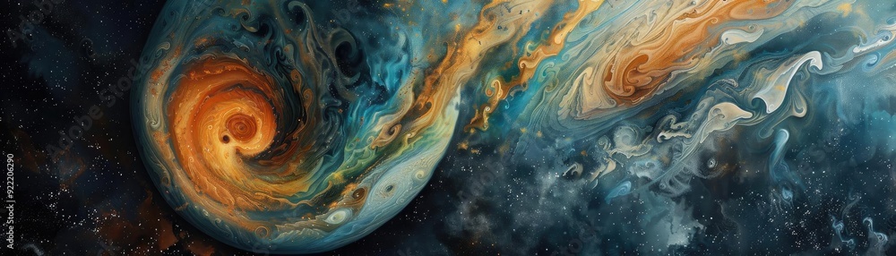A mesmerizing swirl of colors in deep space, showcasing the beauty of a distant planet and its ethereal atmosphere. A mesmerizing swirl of colors in deep space, showcasing the beauty of a distant planet and its ethereal atmosphere.