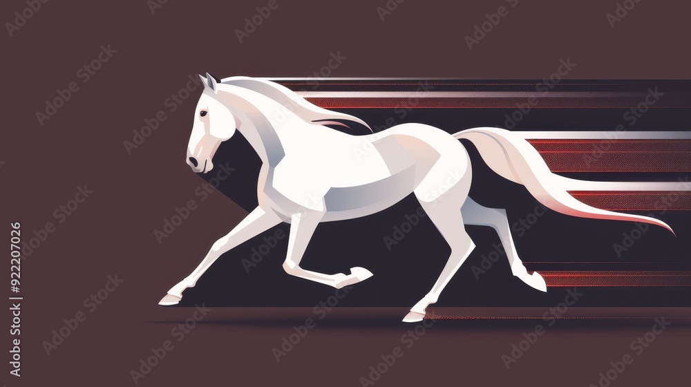 Galloping horse in motion, basic shapes, plain design, 2D vector art, limited color palette Galloping horse in motion, basic shapes, plain design, 2D vector art, limited color palette