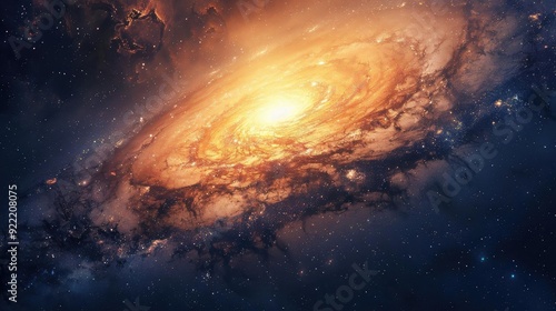 Stunning photograph of a spiral galaxy illuminated in the vast universe, showcasing the beauty of space and celestial formations.