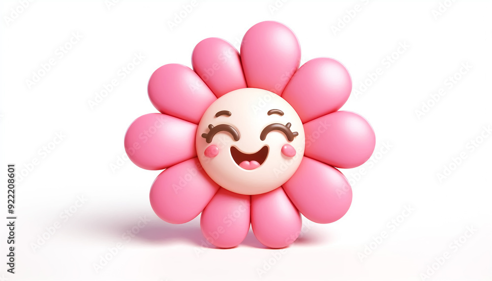3D funny flower cartoon. Spring, time of flowers 3D funny flower cartoon. Spring, time of flowers