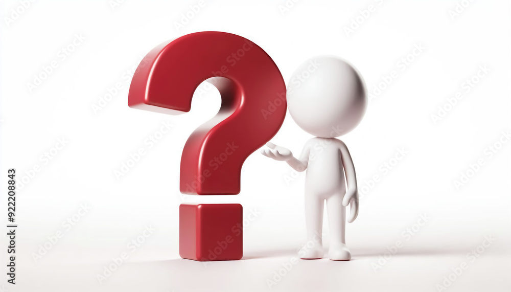 White 3D figure with question mark. Questions and solutions White 3D figure with question mark. Questions and solutions