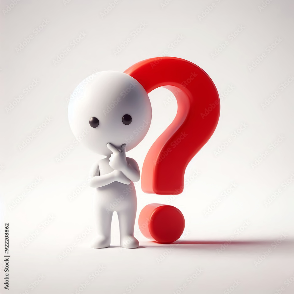 White 3D figure with question mark. Questions and solutions White 3D figure with question mark. Questions and solutions