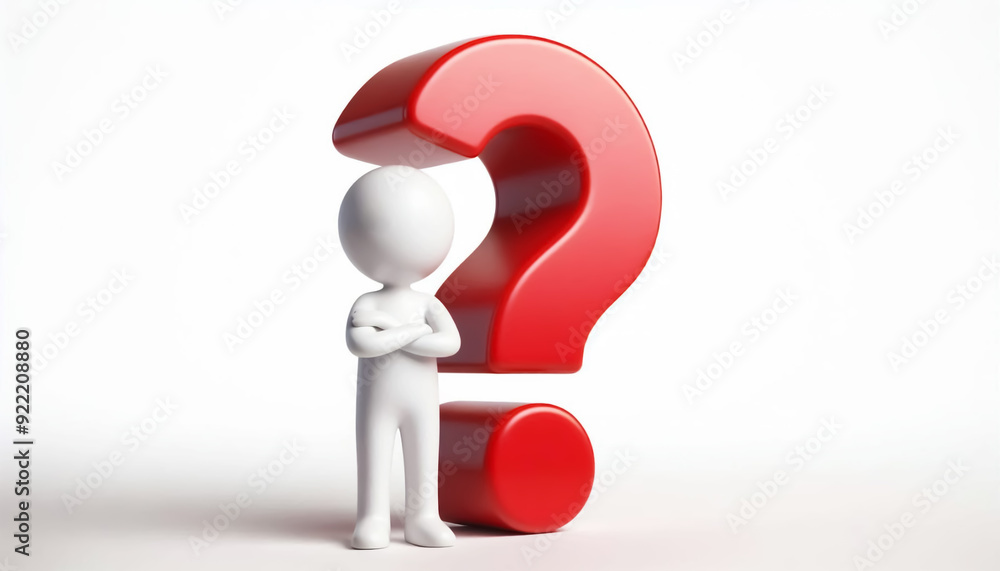 White 3D figure with question mark. Questions and solutions White 3D figure with question mark. Questions and solutions