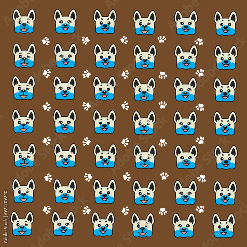 cute dog and paw pattern