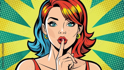 Comic style illustration of woman with secretive expression